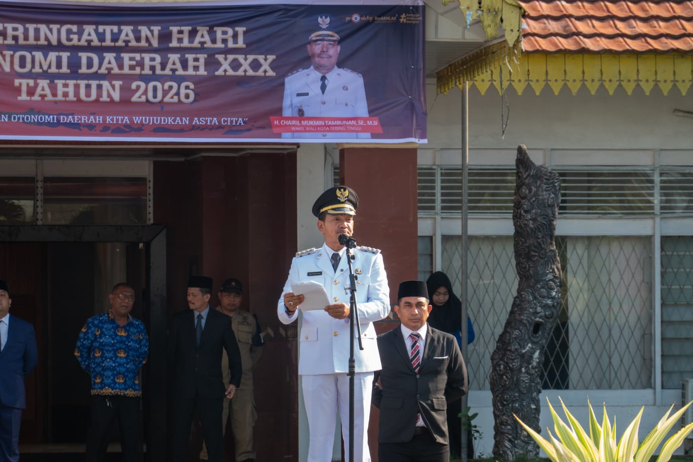 Walikota Tebing Tinggi Pimpin Upacara Peringatan Hari Otonomi Daerah KE-30 Tahun 2026