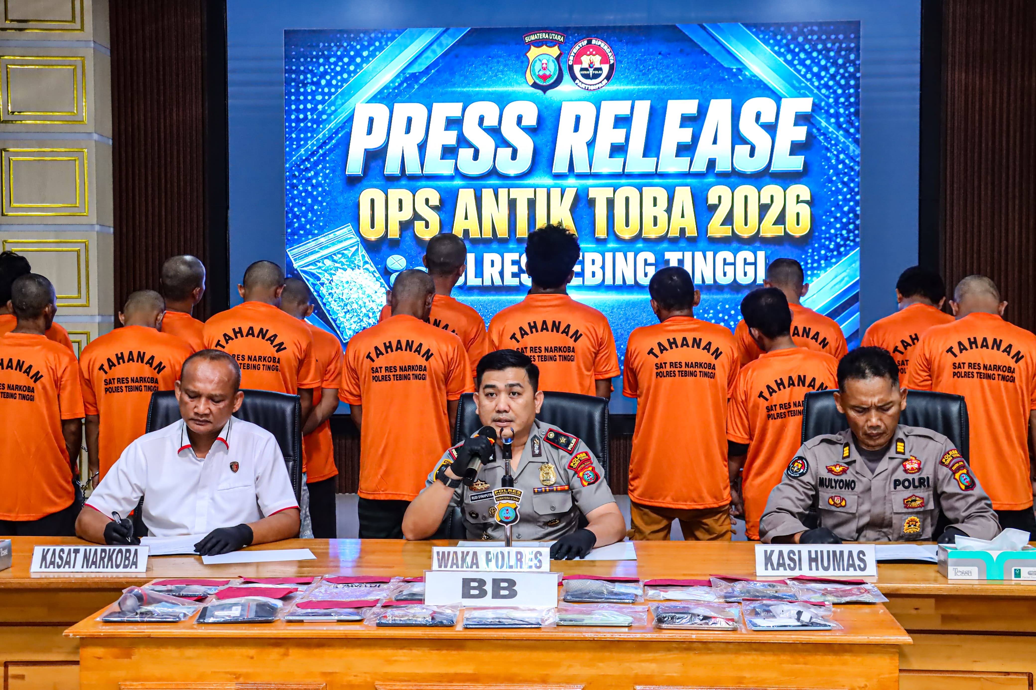 Konferensi Pers Ops Antik Toba 2026, Polres Tebing Tinggi Ungkap 19 Kasus
