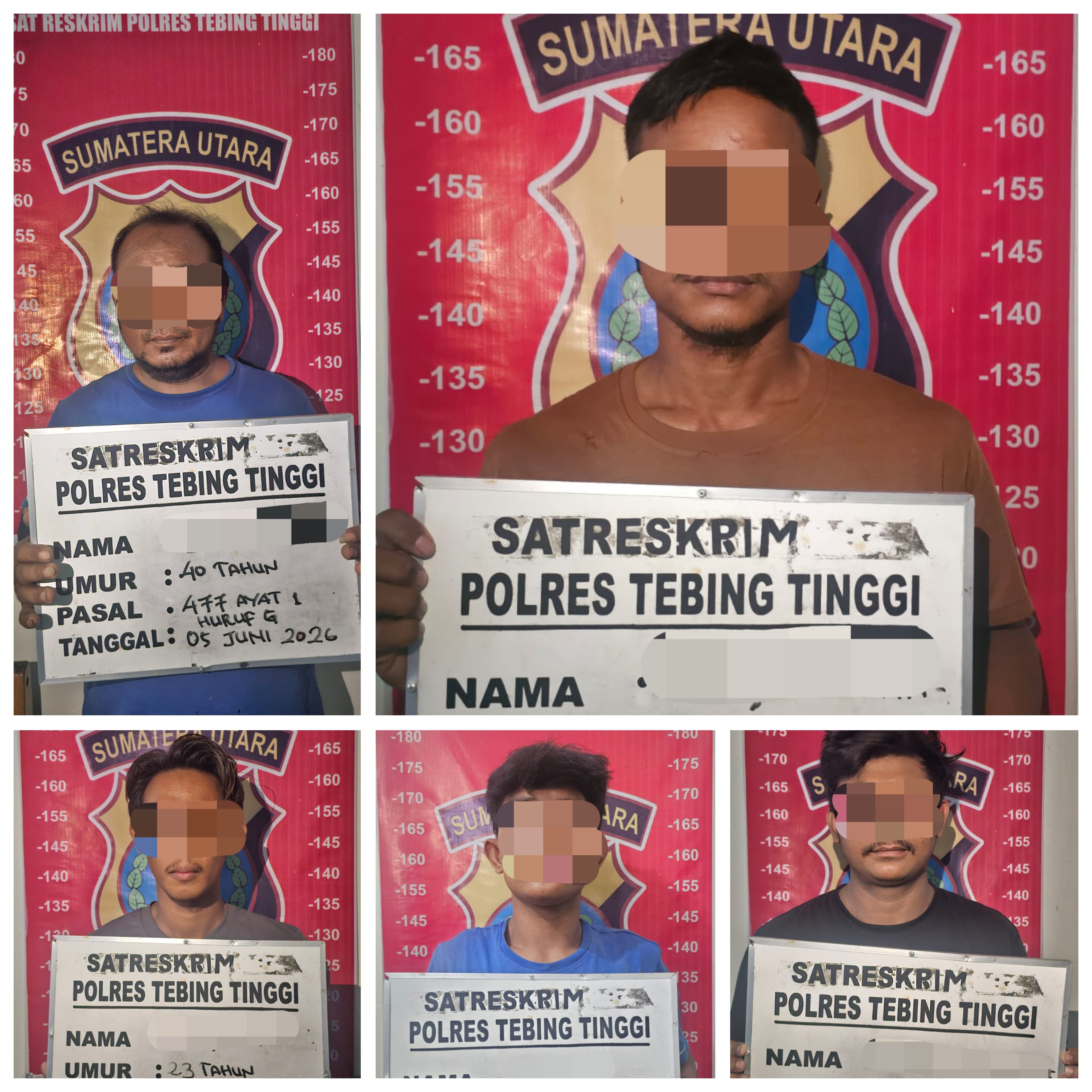 Elang Sakti Polres Tebing Tinggi Sambar 5 Pelaku Pencurian Gudang