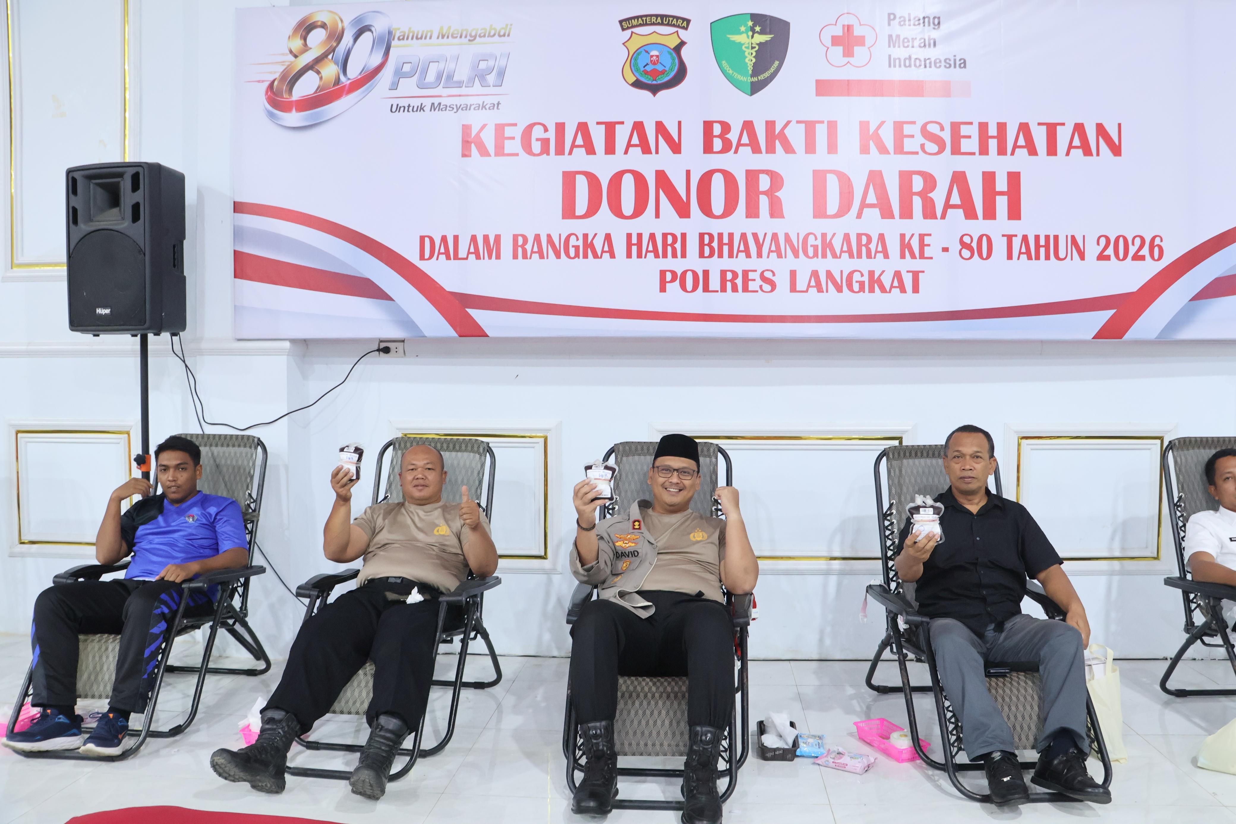 Kapolres Langkat Pimpin Donor Darah Hari Bhayangkara Ke-80, Wujud Kepedulian Polri