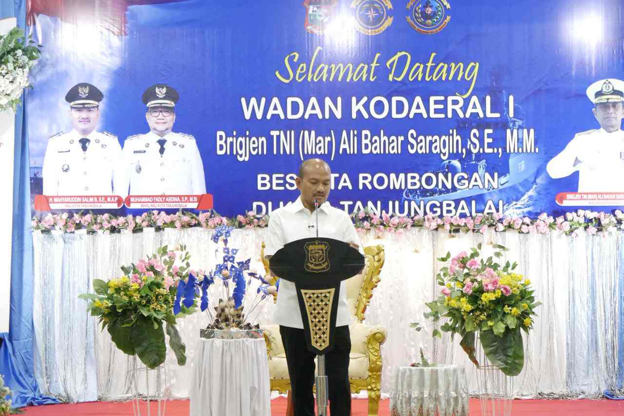 Wali Kota Mahyaruddin Salim Sambut Kunker Wadan Kodaeral I Brigjen TNI Mar, Ali Bahar Saragih di Kota Tanjungbalai.