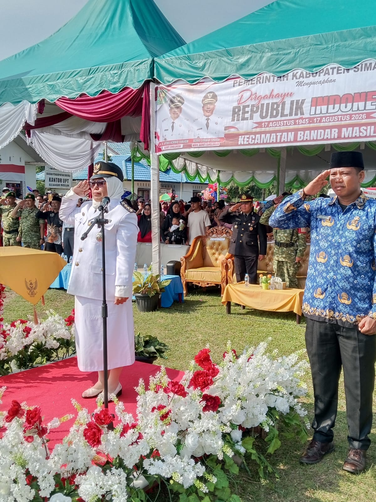 Upacara Detik-detik Proklamasi HUT RI Ke-81 Tahun 2026 di Kecamatan Bandar Masilam di Gelar Sukses
