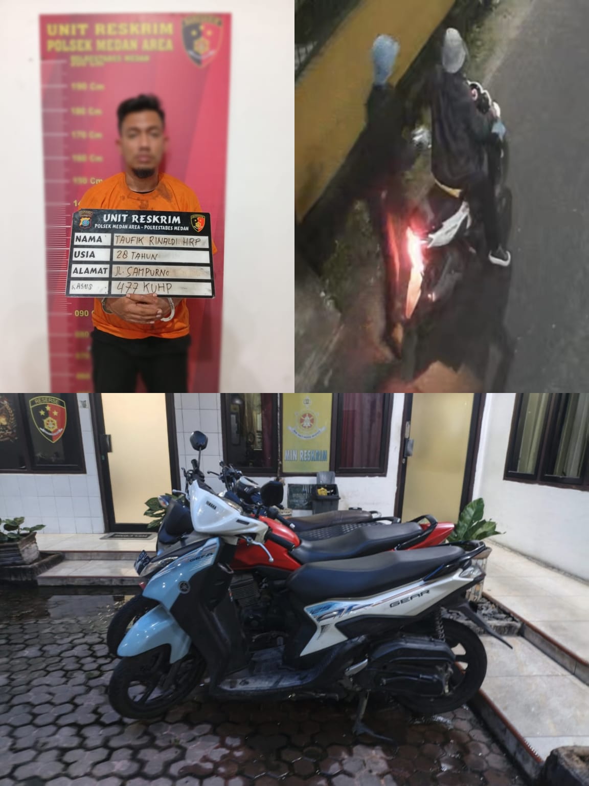 Diduga Pelaku Spesialis Pencuri Kaca Spion Pemilik Owner Media M24 Berhasil Diamankan Polsek Medan Area