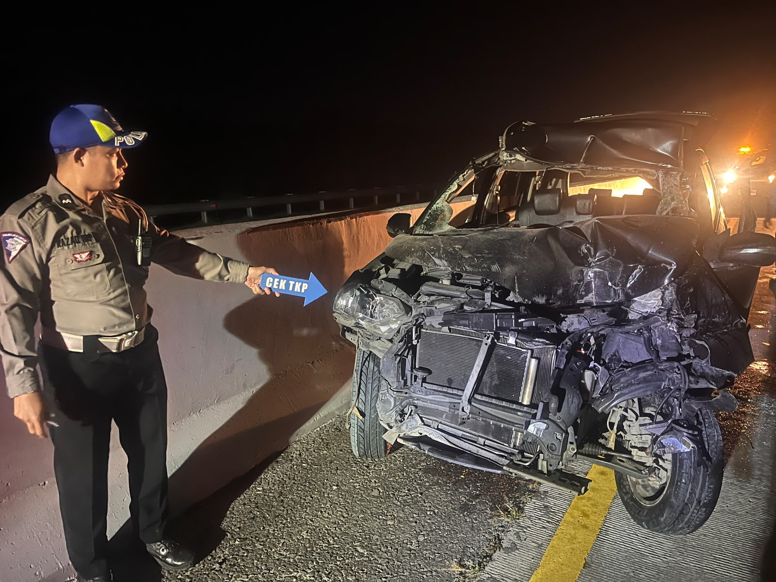 Sat Lantas Polresta Sergai Olah TKP Tabrak Lari di Ruas Tol KM.66/800